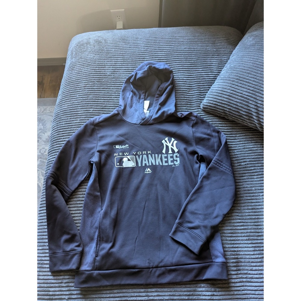 New York Yankees Authentic Majestic Hoodie Sweatshirt Size Large 14/16 Thermal